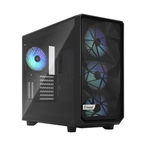 Fractal Design Meshify 2 Lite RGB E-ATX Mid Tower Case, 120/140mm Fan Size, 3.5"/2.5" Drive, 7 Expansion Slots, 360mm Radiator Support, Tempered Glass Side Panel, Black & White
