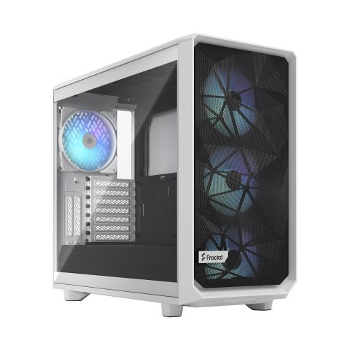Fractal Design Meshify 2 Lite RGB E-ATX Mid Tower Case, 120/140mm Fan Size, 3.5"/2.5" Drive, 7 Expansion Slots, 360mm Radiator Support, Tempered Glass Side Panel, Black & White
