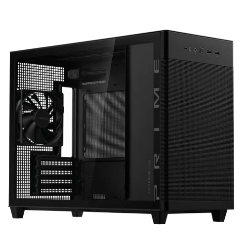 ASUS Prime AP201 Tempered Glass MicroATX Computer Case, Removable Dust Filter, Up to 360mm Radiator Support, Up to 4 Fans, Black | 90DC00G0-B39010