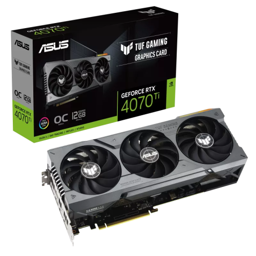 ASUS TUF Gaming GeForce RTX 4070 Ti OC Edition, 12GB GDDR6X 192-bit Memory, 7680 CUDA Cores, 2730 Engine Clock, 21 Gbps Memory Speed, PCI E 4.0, 2xHDMI 2.1a / 3x DP 1.4a / HDCP 2.3 | 90YV0IJ0-M0NA00