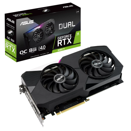 ASUS Dual GeForce RTX™ 3060 Ti V2 OC Edition 8GB GDDR6 with LHR features two powerful Axial-tech fans for AAA gaming performance and ray tracing | 90YV0G1J-M0NA00