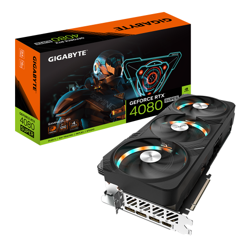 GIGABYTE GeForce RTX 4080 SUPER GAMING OC 16G Graphics Card, WINDFORCE Cooling System, RGB Fusion, Dual BIOS Protection, metal back plate Anti-sag bracket, 3rd Generation RT Cores: Up to 2X ray tracing performance | GV-N408SGAMING OC-16GD