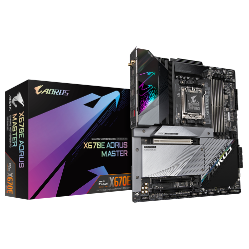 GIGABYTE X670E AORUS MASTER AM5 E-ATX Motherboard, AMD X670 Chipset, 4x DDR5 DIMM | 192GB Max Memory, Wi-Fi 6E / BT 5.3, PCIE x16, 1 x M.2, HDMI / DP, USB 3.2-Type-C | X670E AORUS MASTER
