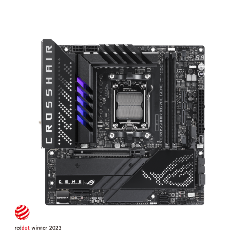 ASUS ROG CROSSHAIR X670E GENE ATX DDR5 Motherboard, AM5 Socket, AMD X670 Chipset, 64GB DIMM Max Memory, WiFi 6E, Intel 2.5Gb Ethernet, PCIe 5.0, M.2 Heatsink, USB Ports | 90MB1B80-M0EAY0