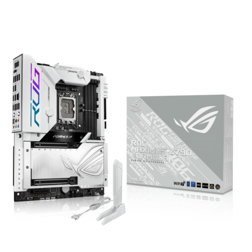 ASUS ROG Maximus Z790 Formula LGA 1700 ATX Motherboard, Intel Z790 Chipset, 4x DDR5 DIMM Slot, 192GB Max Memory, 5x M.2 Slots, PCI-Express 5.0 x16 Port, Wi-Fi 7 / BT5.4, White | 90MB1FS0-M0EAY0