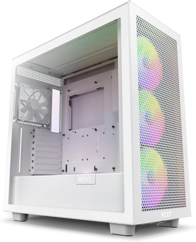 NZXT H7 V1 Flow ATX Mid Tower RGB Gaming Case, Tool-Less Access to Front & Side Panels, Supports Up to 7 Fans & 360mm Radiator in Front and Top & 140mm Rear, White | CM-H71FW-R1