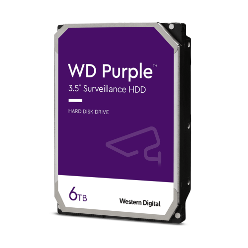 Western Digital Purple 6TB 3.5'' Surveillance Hard Drive, SATA 6 Gb/s, 256MB Cache Size, 5400 Rpm, CMR Recording Technology, Built to Handle Up to 64 Cameras Per Drive | WD64PURZ