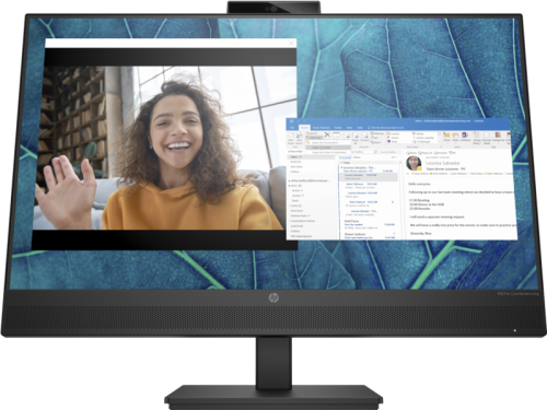 HP M27m Conferencing Monitor, 27" FHD IPS Display, 75Hz Refresh Rate, 5ms GtG w/ Overdrive Response Time, 16:9 Aspect Ratio, Built-In Noise Cancelling Microphone & 5MP Camera, Black | 678U8AA#ABV
