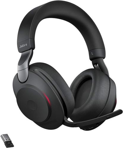 Jabra Evolve2 85 Wireless PC Headset – Noise Cancelling UC Certified Stereo Headphones With Long-Lasting Battery – USB-A Bluetooth Adapter – Black |28599-989-999