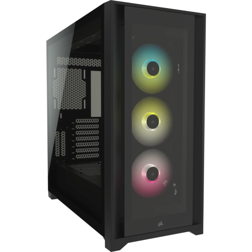 Corsair iCUE 5000X RGB Tempered Glass Mid-Tower ATX PC Smart Case,  Steel, Tempered Glass, Plastic, 9x Expansion Slots, 6x Drive Bays, Motherboard Support Upto E-ATX, Black