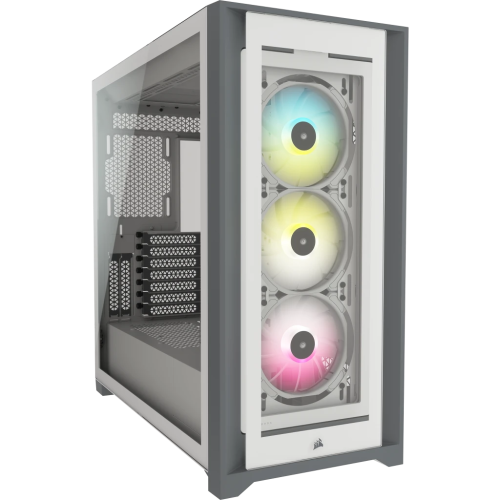 Corsair iCUE 5000X RGB Tempered Glass Mid-Tower ATX PC Smart Case, Motherboard Support Upto E-ATX, Fits up to 10x 120mm, 6x Drive Bays, 9x Expansion Slots, White |  CC-9011213-WW
