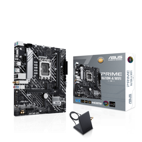 ASUS Intel H610 (LGA 1700) mATX motherboard with DDR5,PCIe 4.0, dual M.2 slots, Intel® 1Gb Ethernet, WIFI 5, DisplayPort, HDMI, VGA, USB 3.2 Gen 2 ports, Addressable Gen 2 headers, and Aura Sync | 90MB1G00-M0EAY0