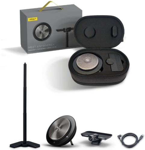 Jabra PanaCast Meet Anywhere+ Video Conference Bundle Conference Room Camera with 180 Panoramic-4K View Jabra Speak 750 Conference Speakerphone, MS Teams Certified, USB Cable, Table Stand, Case.  8403-129