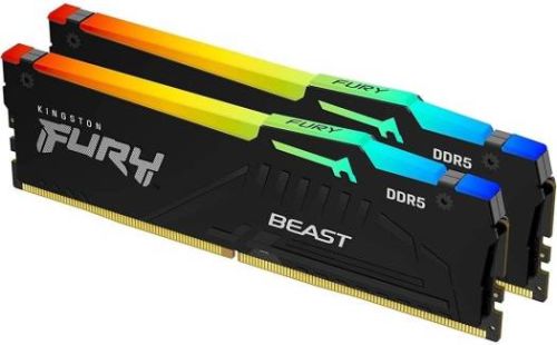 
Kingston Fury Beast RGB 64GB (32GB x2) DDR5 Desktop Memory Kit, 6000MT/s Memory Speed, CL36 CAS Latency, Non-ECC, Intel XMP 3.0, 1.35v, 288 Pin, Black