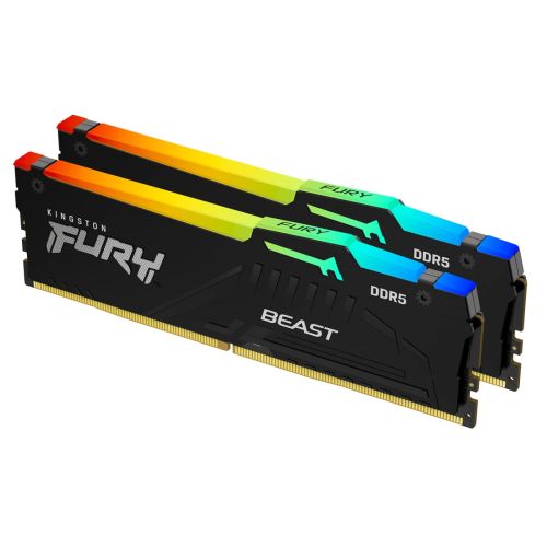 Kingston Fury  Beast 32GB (16GB 2G x 64-Bit x 2 pcs.) DDR5-6000 CL36 288-Pin RGB DIMM Kit, 40 cycles CL(IDD), Row Cycle Time 48ns(min.) Intel&AMD, White | KF560C36BBEAK2-32