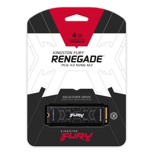 Kingston Fury Renegade 4TB Internal Gaming SSD, PCIe Gen 4.0 NVMe, M.2 2280, Up to 7300 MB/s, 7000MB/s Write, TLC Nand, Double Sided | SFYRD/4000G