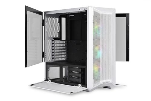 Lian Li LANCOOL II MESH RGB, Tempered Glass ATX Case, Steel+Tempered Glass Material, Up To 240mm Radiator Support, Honeycomb Vent, White | G99.LAN2MRS.50