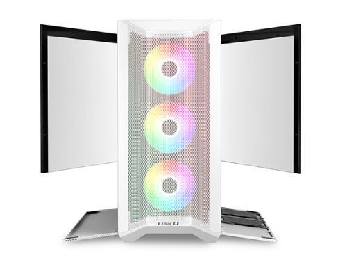 Lian Li LANCOOL II MESH RGB, Tempered Glass ATX Case, Steel+Tempered Glass Material, Up To 240mm Radiator Support, Honeycomb Vent, White | G99.LAN2MRS.50