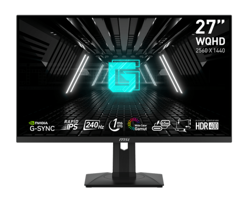 MSI G274QPX Gaming Monitor, 27" WQHD Rapid IPS, 240Hz Refresh Rate, 1ms (GtG) Response Time, NVIDIA G-Sync Technology, 1.07B Color Support, Narrow Edge-to-Edge Bezel, Black | 9S6-3CC29H-079