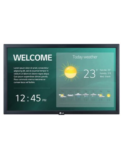 LG SM3G-B 21.5” DIGITAL SIGNAGE Full HD Commercial Monitor, IPS Backlit-LED Display, 60Hz Refresh Rate, 14ms Response Time, 16:9 Aspect Ratio, 250 Nits Brightness, HDMI, Black | 22SM3G-B