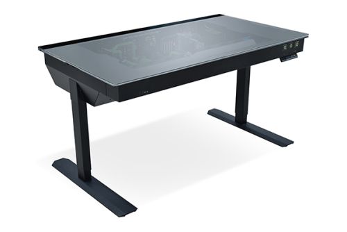 Lian Li DK-05FX RGB Dual-System Desk Computer Case, Switchable Glass Tabletop with Window, Liquid Cooling Support, Black  G99.DK05FX.02UK