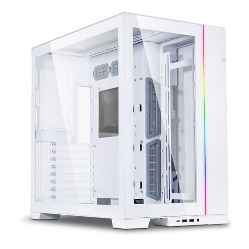 Lian Li O11 Dynamic Evo E-ATX Computer Case, Tempered Glass, 220mm PSU Support, Movable IO Module, 120/140mm Fan, Radiator Support Up To 360mm, White