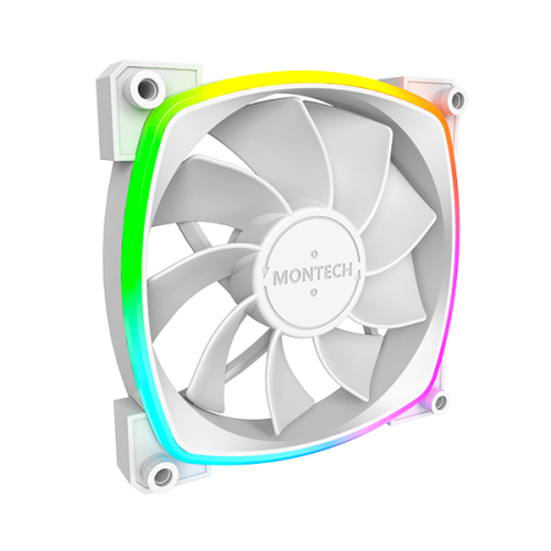 Montech RX 120 ARGB Reversed Fan 1600PWM, High-End Durability, Silent Performance, and Stunning ARGB Design (120mm, White)