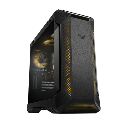 ASUS TUF Gaming GT501 case supports up to EATX with metal front panel, tempered-glass side panel, 120 mm RGB fan, 140 mm PWM fan, radiator space reserved, and USB 3.1 Gen 1 | 90DC0012-B49000