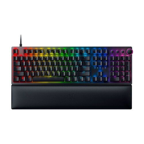 Razer Huntsman V2 Clicky Optical Switch, Black Optical Gaming Keyboard with Near-zero Input Latency, Full Size, Wired Braided fiber cable, Fully programmable keys with on-the-fly macro recording, N-key roll-over with anti-ghosting | RZ03-03930300-R3M1