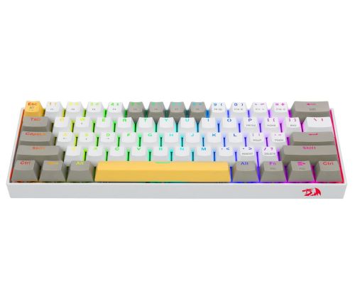 Redragon Draconic Pro 60% Wired2.4GBT Mech Gaming Keyboard, RGB Backlighting, Dust-Proof Brown Switch, 61 Keys, Built-in Rechargeable Battery, USB Type C, Yellow-White-Grey  K530-YL&WT&GY-RGB-PRO