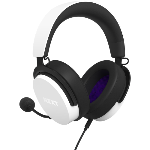 NZXT Relay Wired PC Gaming Headset, 40mm Drivers, Hi-Res Audio Certified, DTS Headphone, 7.1 Surround Sound, Lightweight & Comfortable Design, Detachable Microphone, White | AP-WCB40-W2