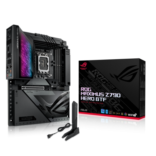 ASUS ROG Maximus Z790 Hero BTF ATX Intel Motherboard, Intel Z790 Chipset, 4x DIMM Slots, 192GB Max Memory, 5x M.2 Slots, Intel WiFi 7 & Bluetooth v5.4 Connectivity, Black | 90MB1H50-M0EAY0