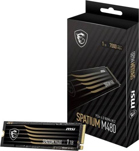 MSI Spatium M480 1TB PCIe 4.0 NVMe M.2 Internal Solid State Drive, Read/Write Up to 7000MBs/6850MB/s, 3D NAND Flash Technology, E2E Data Protection, 1400 TBW, Black | S78-440L490-P83