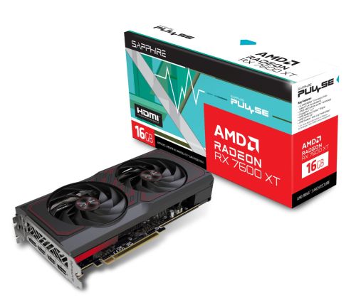Sapphire Pulse AMD Radeon RX 7600 XT Gaming OC 16GB GDDR6 Dual HDMI&DP 128 bit 18 Gbps Graphic card, 32MB Cache,  Boost Clock Up to 2810 MHz, Two-Ball Bearing Fans, Optimized Composite Heatpipe, TriXX Supported TriXX Boost | 11339-04-20G