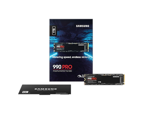 Samsung 990 Pro 1 TB NVMe M.2 Internal SSD, PCIe Gen 4.0 X4, NVMe 2.0 Interface, 7450 MB/S Sequential Read Speed, 6900 MB/S Sequential Write Speed, V-NAND 3-Bit MLC | MZ-V9P1T0BW