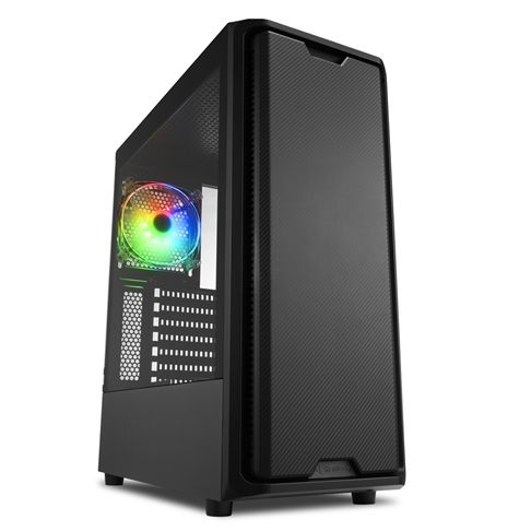 Sharkoon Carbon Fiber Style Front Panel GAMING COMPUTER CASE, Max 13.2 inches (335 mm) Graphics Card, 4.7 (120 mm), Equipped with 1 ARGB Fan, Middle Tower PC Case, SK3 RGB,4044951030170