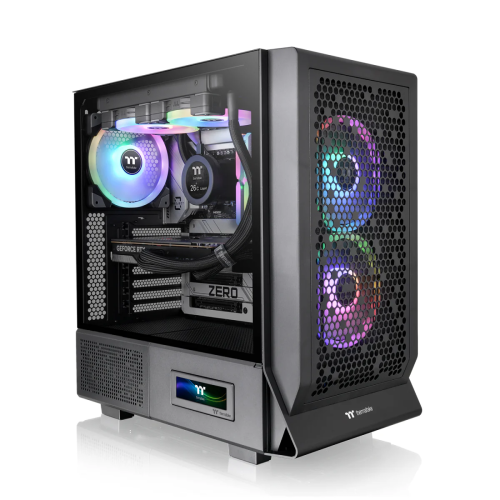 Thermaltake Ceres 330 TG ARGB Mid Tower Chassis, 2x Pre-Installed CT140 aRGB Fans & 1x CT140 Fan, 4mm Tempered Glass Panel, Up to 360mm Radiator & 7 Fans, Removable Filters, Black | CA-1Y2-00M1WN-01