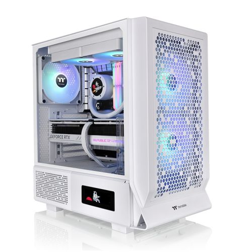 Thermaltake Ceres 330 TG ARGB Mid Tower Chassis, 2x Pre-Installed CT140 aRGB Fans 1x CT140 Fan, 4mm Tempered Glass Panel, Up to 360mm Radiator 7 Fans, Removable Filters, Snow | CA-1Y2-00M6WN-01