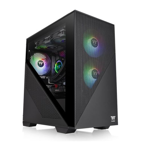 Thermaltake Divider 170 TG ARGB Micro Chassis, 2x pre installed fans, 3mm Tempered Glass x 1, 426 x 210 x 408.5 mm (H X W X D), 4 x Expansion slots, Upto Micro ATX Motherboard supports | CA-1S4-00S1WN-00