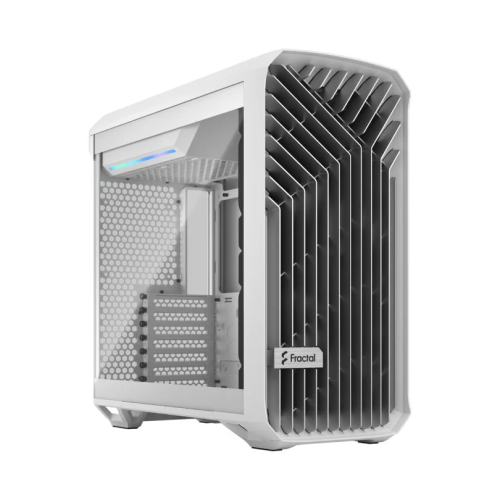 Fractal Design Torrent Compact Gaming Case, 2x Fitted 180 PWM fans, Motherboard Supports Upto E-ATX, PSU max ATX, 7x Expansion slots, Fixed cable straps, White TG Clear Tint | FD-C-TOR1C-03
