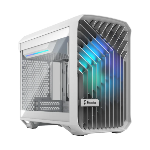 FRACTAL Design Torrent Nano Mini-ITX PC Case, 1x Pre Installed Fan 180 PWM Fans, GPU Max 335 Mm, Motherboard Compatibility Upto MITX, 3x Expansion Slots & Drive Mounts, ATX PSU Compatibility, Fixed Cable Straps, White RGB Clear Tint | FD-C-TOR1N-05