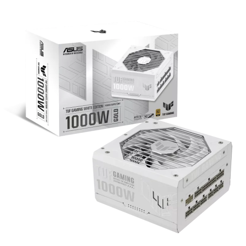 ASUS TUF Gaming 1000W Gold White Edition ATX Power Supply, Active PFC, Military-grade Certification, Fully modular etched cables, Axial-tech fan design, 80 Plus Gold Certification, Dual ball fan bearings, Protective PCB coating,   | 90YE00S5-B0NA00