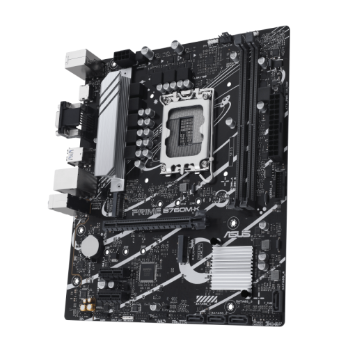 ASUS Prime B760M-K, an Intel® B760 LGA 1700 mATX motherboard with PCIe 4.0, two PCIe 4.0 M.2 slots, DDR5, Realtek 2.5Gb Ethernet, VGA, HDMI™, SATA 6 Gbps, front USB 3.2 Gen 1, Aura Sync |90MB1FI0-M0EAY0