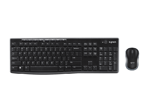 Logitech MK270 Full-size wireless combo Keyboard and Mouse, English Arabic Layout, Long Battery Life, 1000 DPI Resolution, Multimedia Keys, Compact Design, Black | 920-004519 