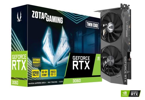 Zotac Gaming GeForce RTX 3060 Twin Edge 12GB GDDR6 Graphics Card, 192-bit 15 Gbps PCIE 4.0, IceStorm 2.0 Cooling, Active Fan Control, Freeze Fan Stop | ZT-A30600E-10M