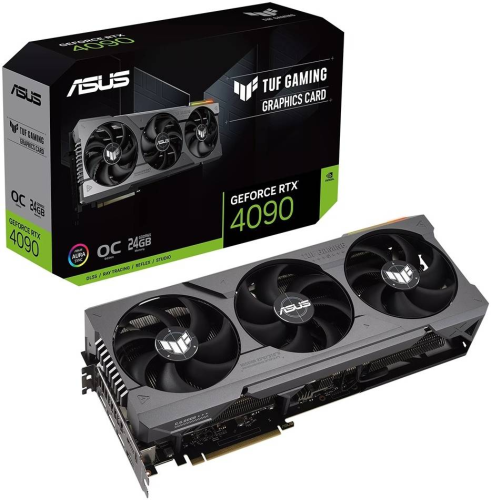ASUS TUF-RTX-4090-O24G-GAMING OC Edition Graphic Card, 24GB GDDR6X 384-bit Memory, 2565 MH Boost Clock, 16384 Cuda Cores, 21 Gbps, 3.65 Slot, PCI 4.0, OpenGL4.6 | 90YV0IE0-M0NA00